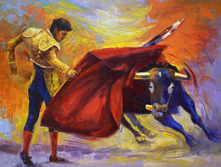 Bull Riding Commission Mixed Media on Canvas 30x40"
