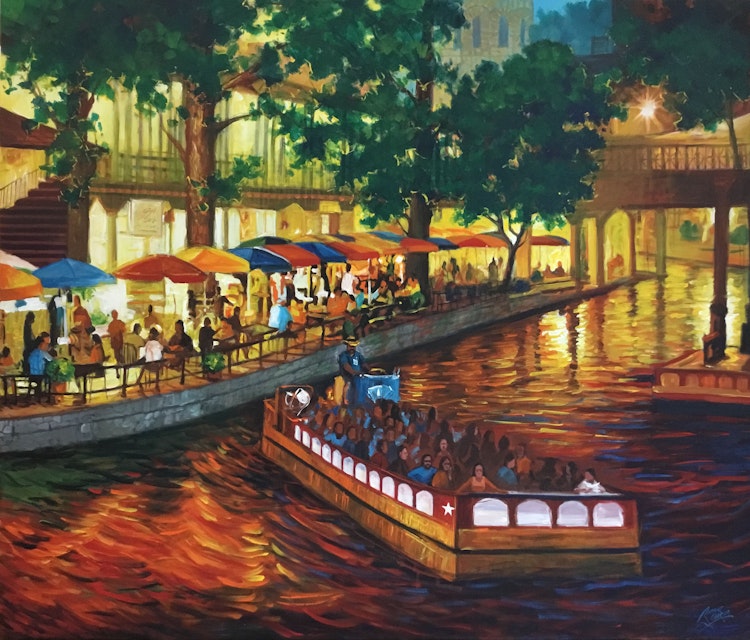 San Antonio Riverwalk Acrylic on Canvas 67x57 SOLD