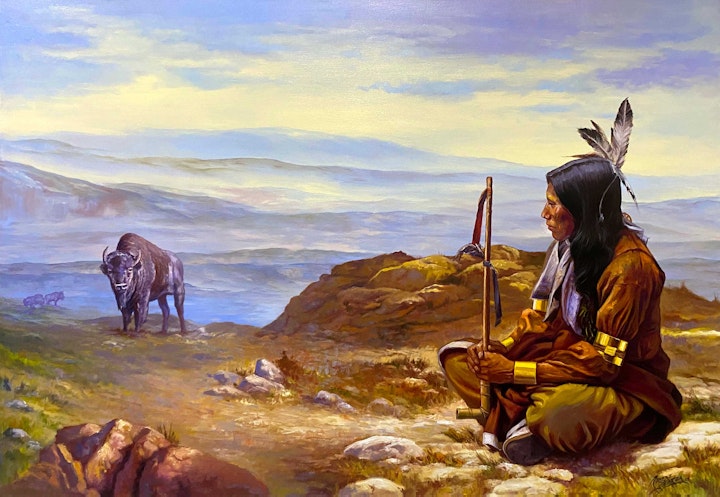 American Indian - The Sacred Pipe - 51.5x35.5" Oil on Canvas
$4,200 SOLD