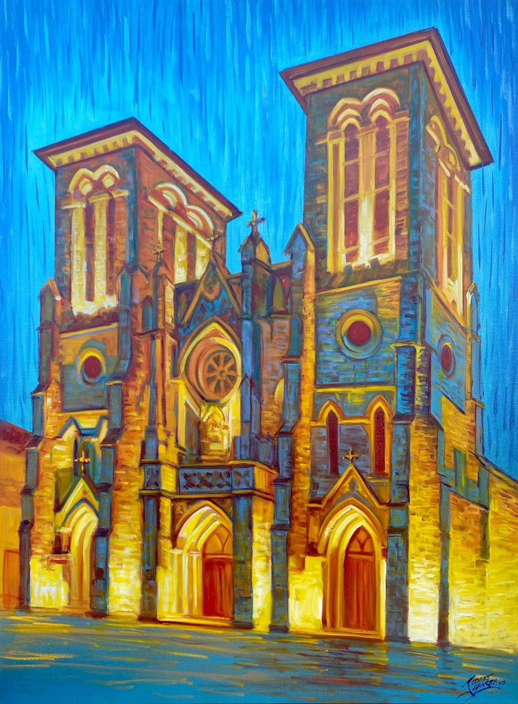 Golden-San-Fernando-Cathedral-36x48-Mixed-Media-on-Canvas-2800