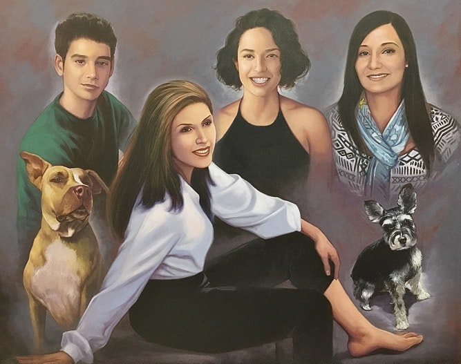 Portrait Family with pets SOLD