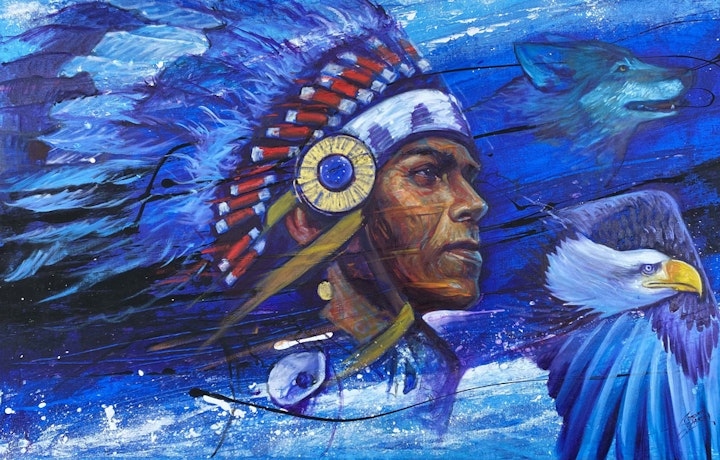 American Indian - American Indian Soul - 48x30" Mixed Media on Canvas 
https://tinyurl.com/indian-soul
