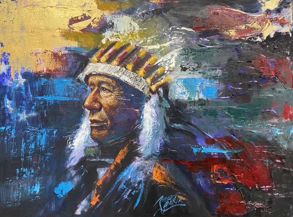 American Indian - Native American - 16.5x22" Oil on Canvas 
https://tinyurl.com/native-american