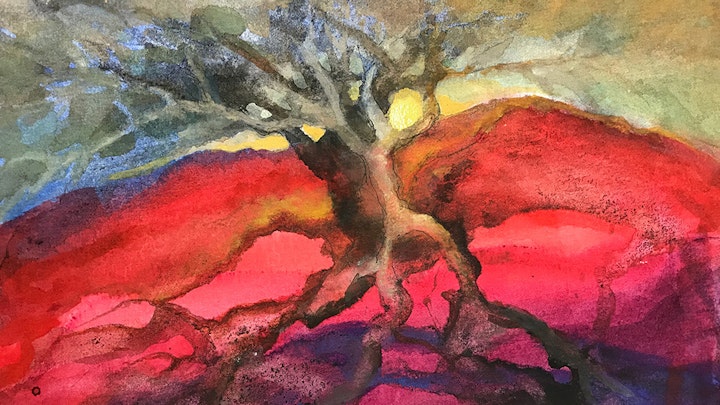 Heart Tree Spirit, watercolor  6x9"