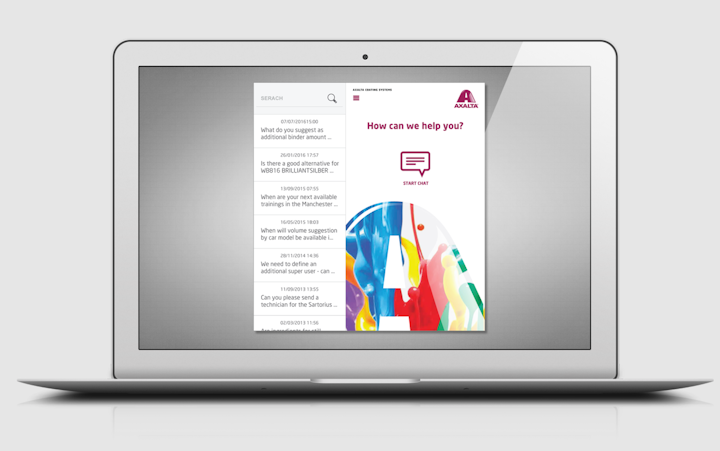 Axalta support chat mobile app with randomised brand color