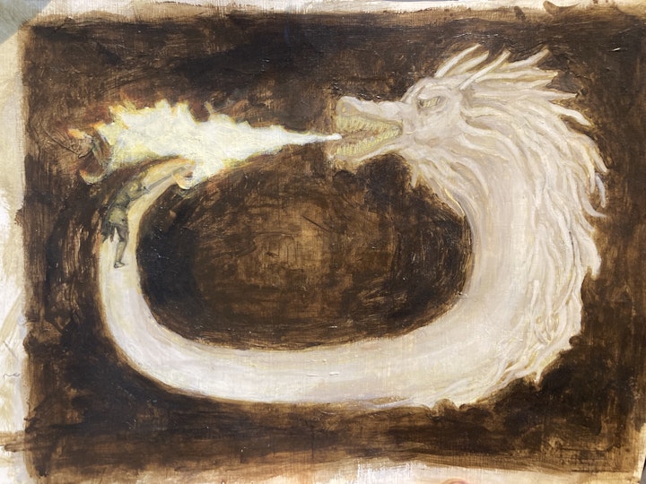 Self defeating dragon
2023
Acrylic on canvas paper