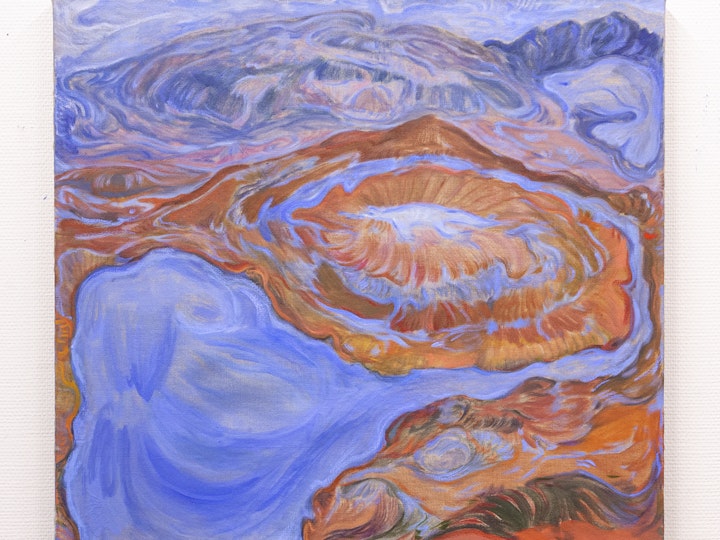 Paljakalla sulaa, 80x80 cm, öljy pellavalle, 2024