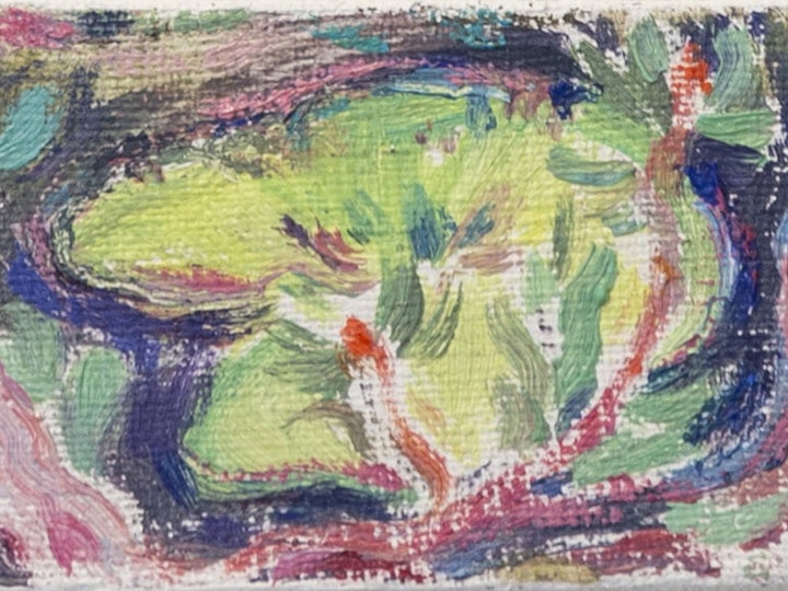 Lumme, 5x8 cm, Öljy ja akryyli kankaalle, 2023, Private Collection