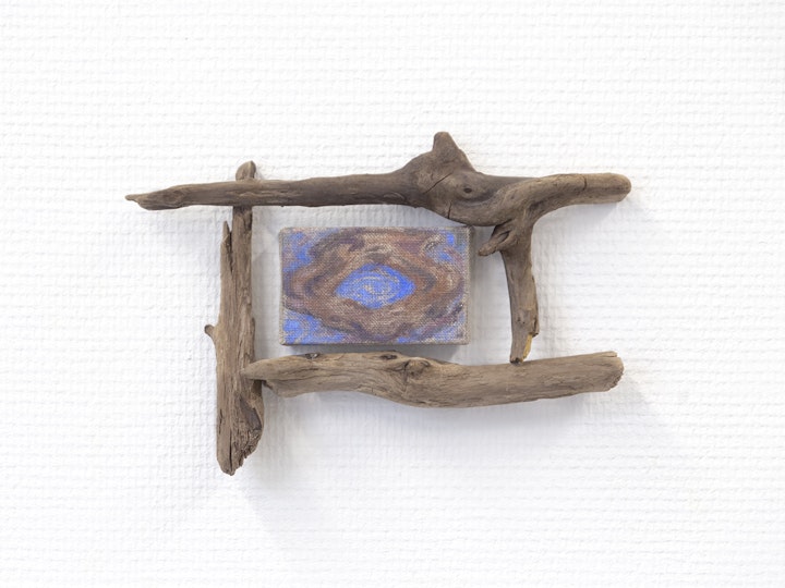 'Metsän silmä' / 'The Eye of the Forest', 5x8 cm,  Oil on linen with wooden frame, 2024, Available