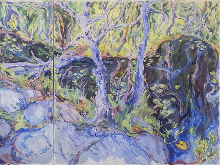 Joutsenlampi, 60x120 cm, Öljy ja akryyli kankaalle, 2023, Available