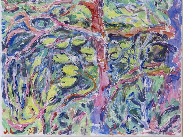 Metsän suojassa, 20x25 cm, Öljy ja akryyli kankaalle, 2023, Available