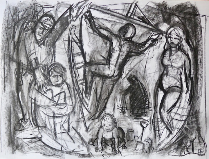 STUDY FOR THE FISHERBOY SETS SAIL charcoal