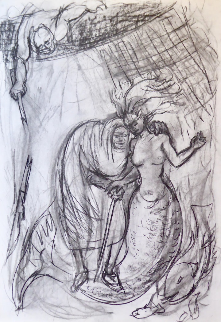 THE FISHING SPEAR BREAKS - FISHERBOY SERIES charcoal