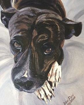 A Staffie's life - A4 oil on canvas