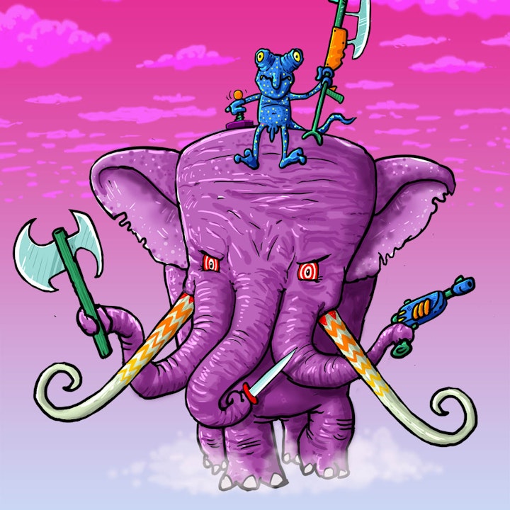 CHARACTER DESIGN & ILLUSTRATION - Lizard on Trilephant 2 with signiture