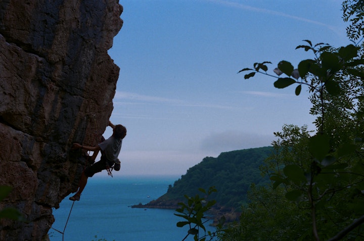 Duncan climbs Anstey's Cove - Summer 2011 - (35mm)