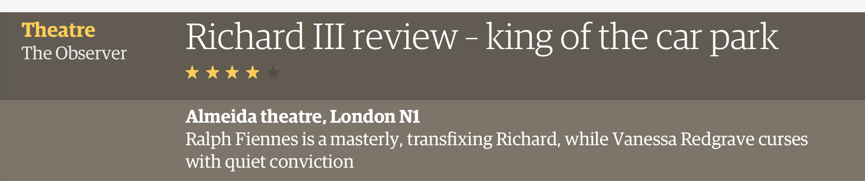 Observer Review Richard III Observer Review Richard III