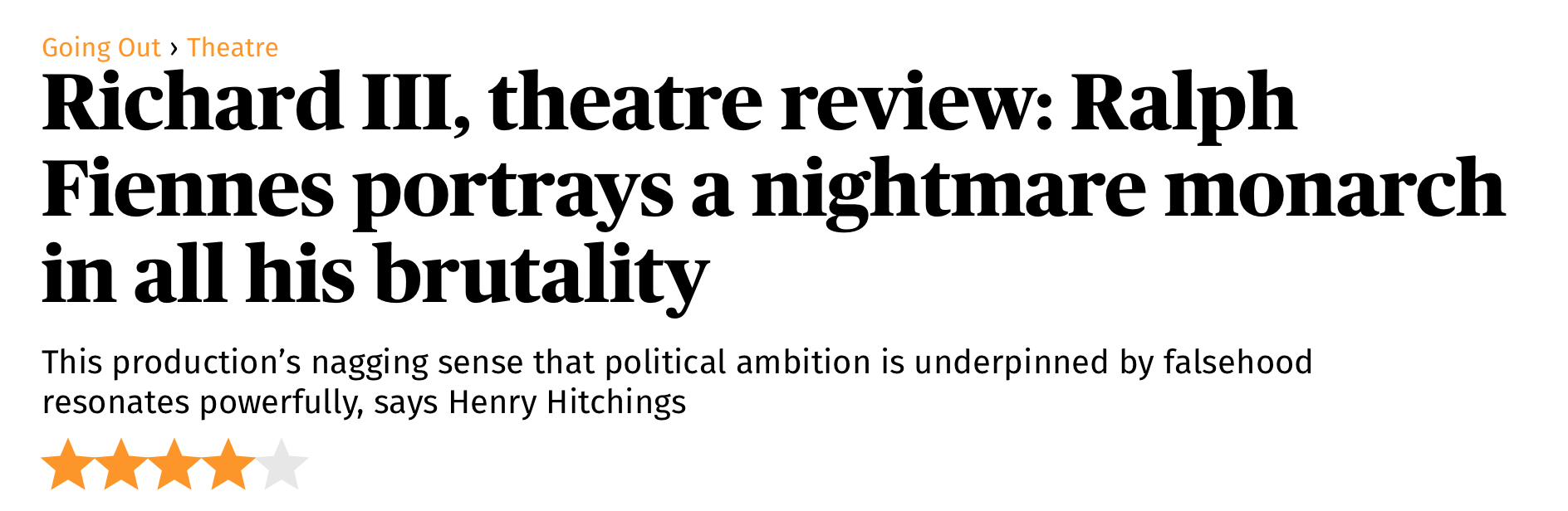 Evening Standard Richard III review Evening Standard Richard III review