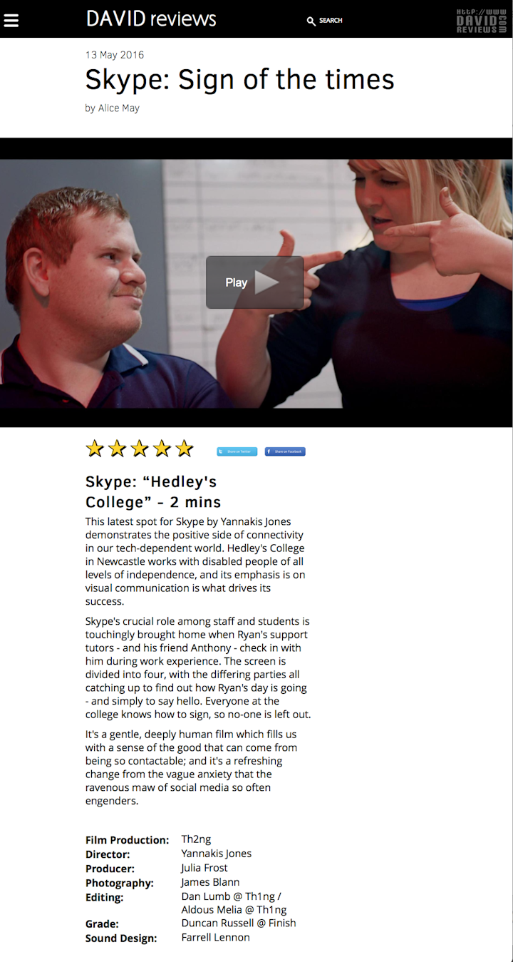David Review Skype 'sign'.