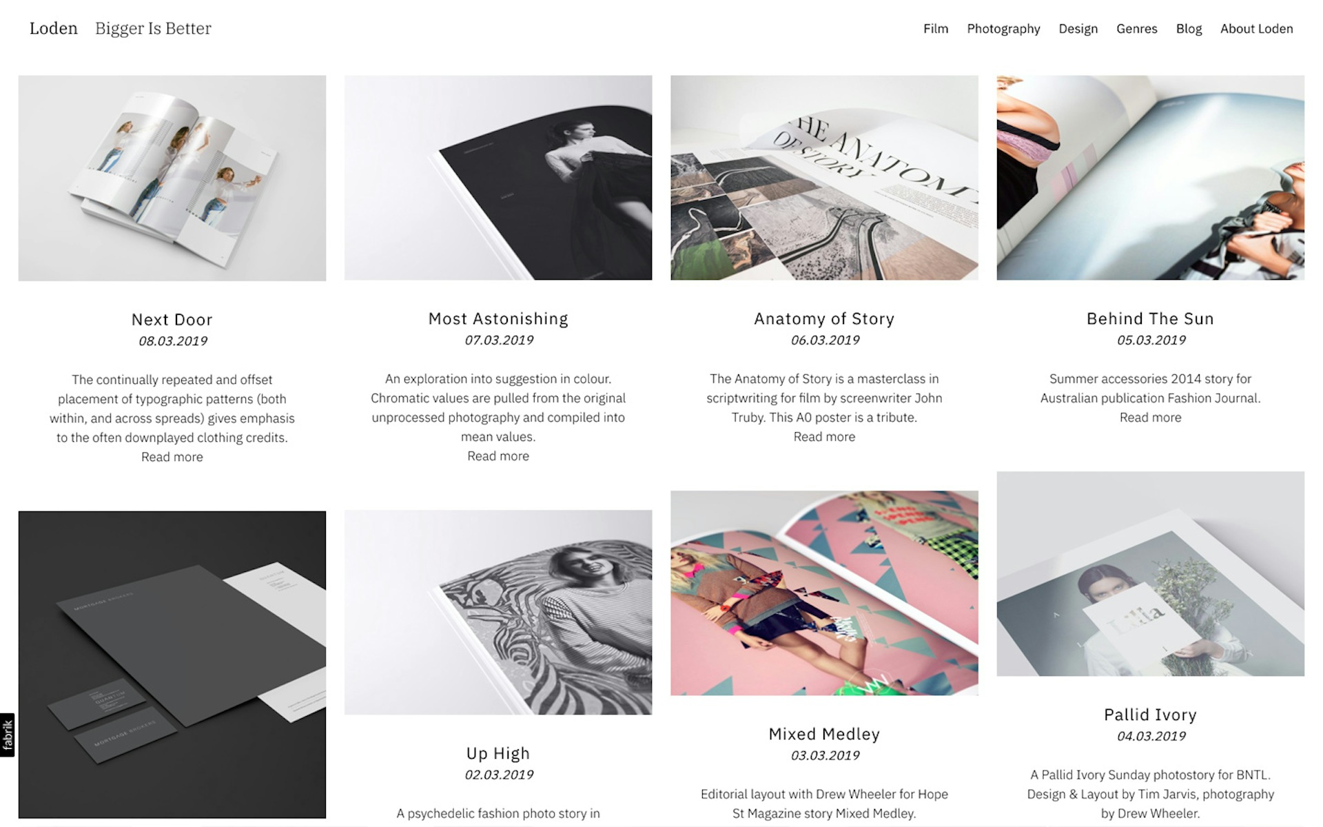Loden theme for Fabrik portfolio website