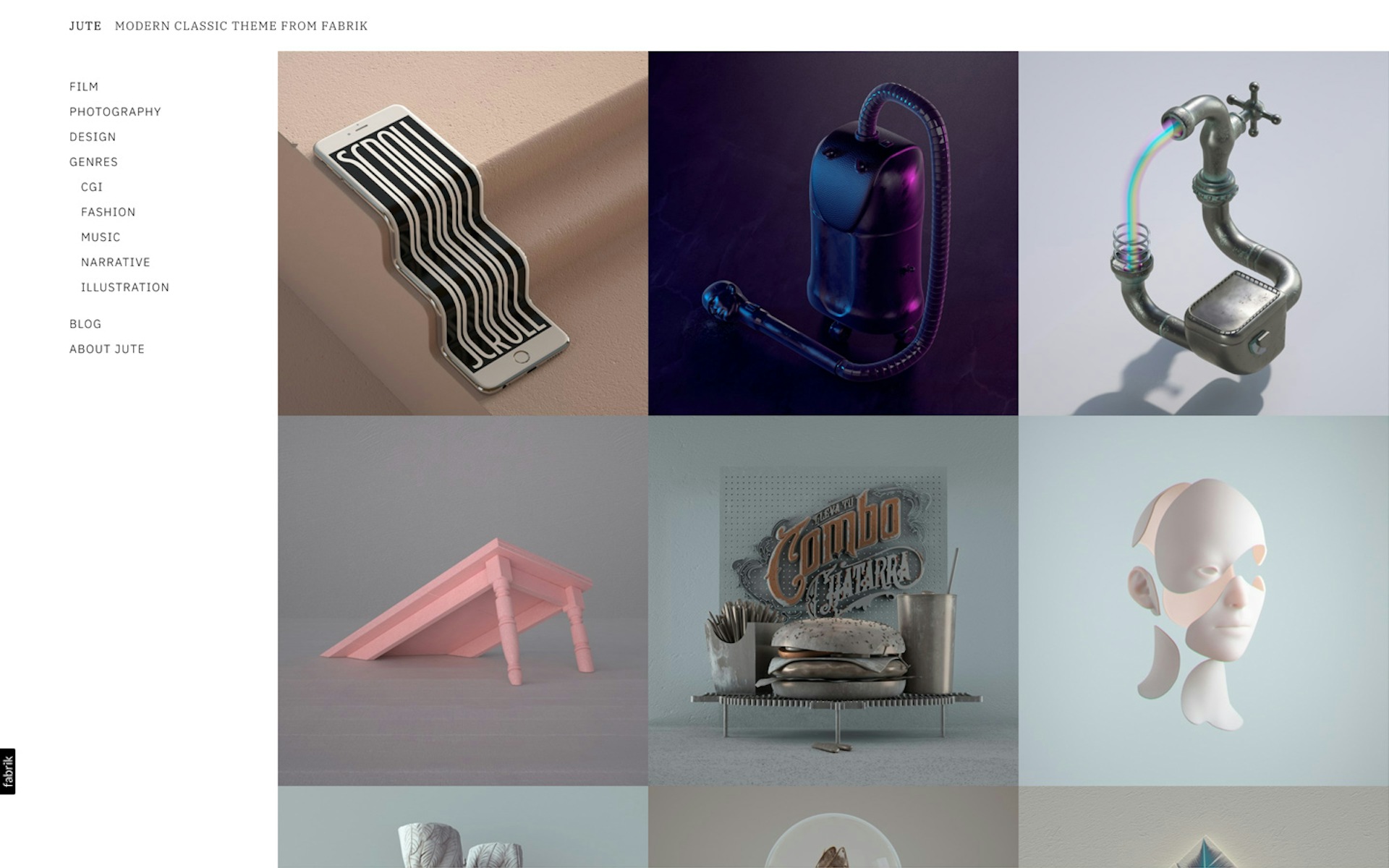 Jute theme for Fabrik portfolio website