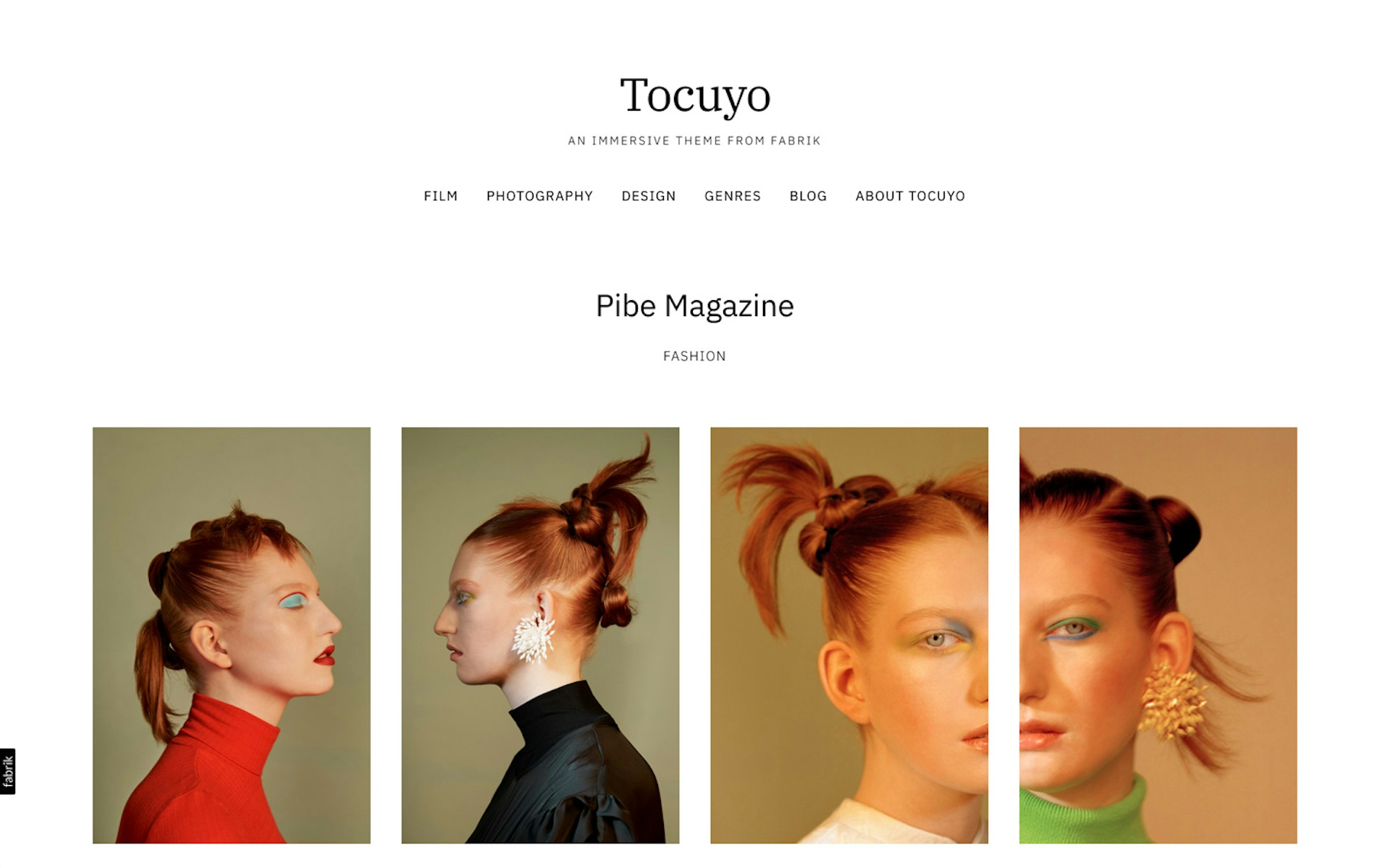 Tocuyo theme for Fabrik portfolio website