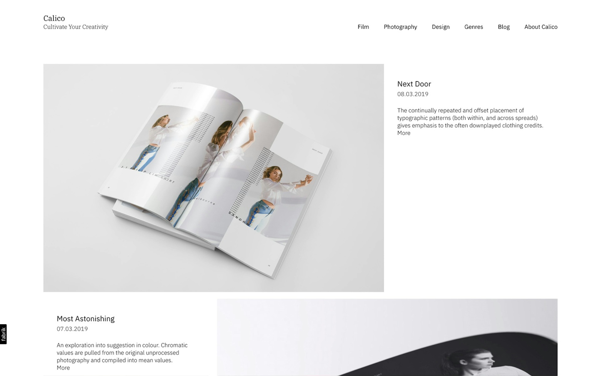 Calico theme for Fabrik portfolio website