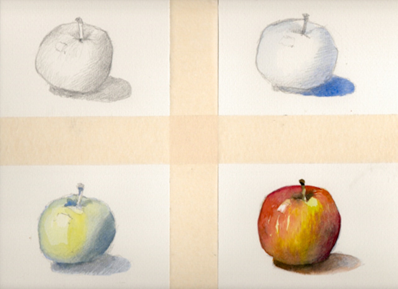 Four stages of apple
