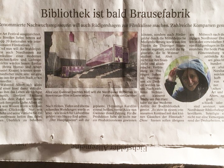 Artikel mit Komparsenaufruf in der Thüringer Allgemeinen