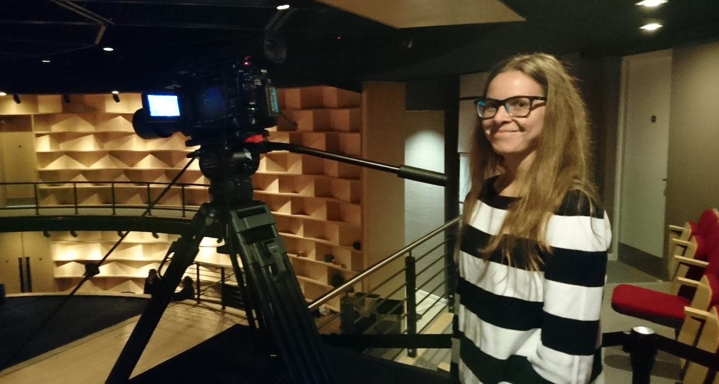 Rebecca filming at the Attenborough Centre for Creative Arts