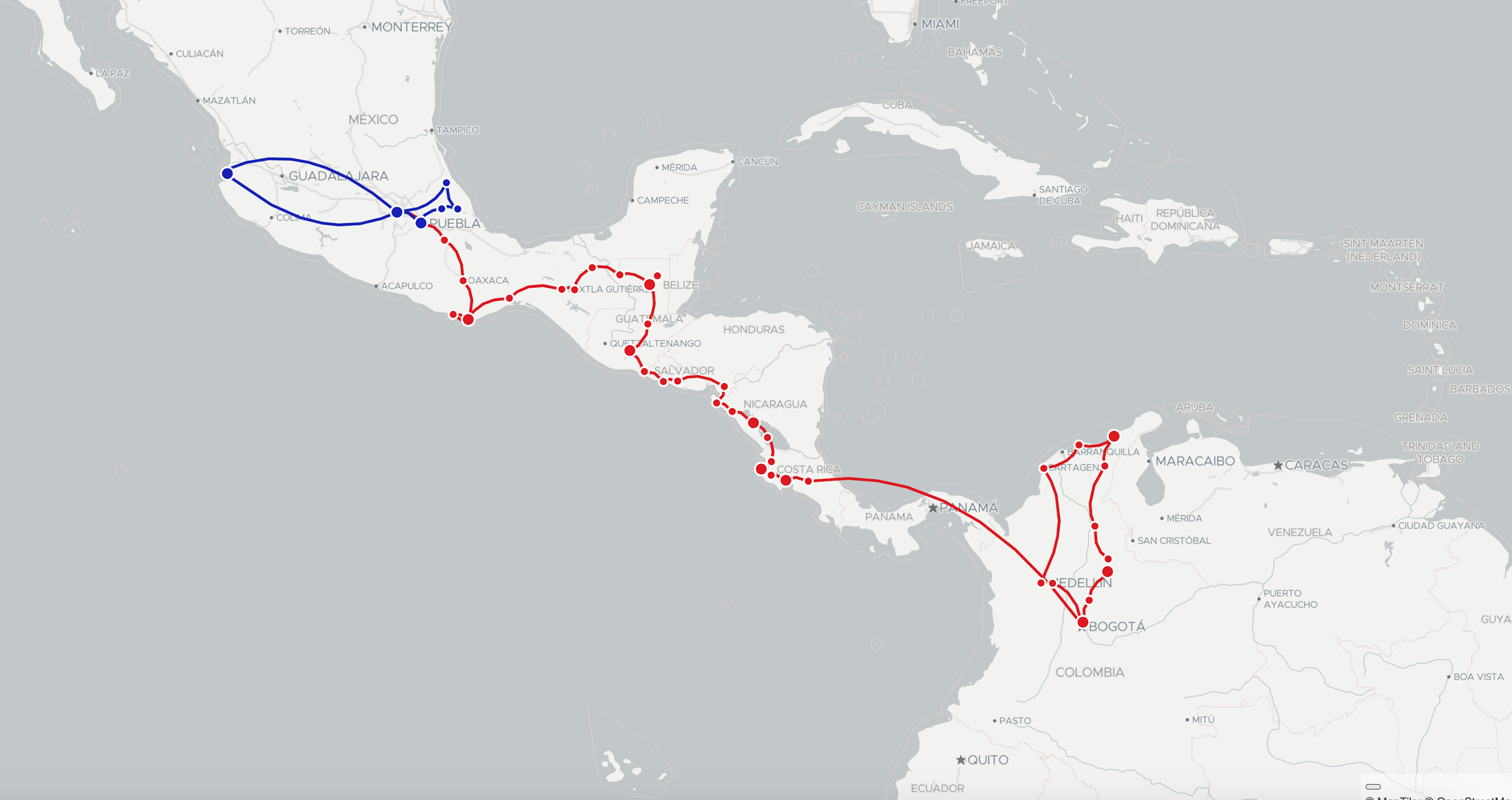 latin america by bicycle route map