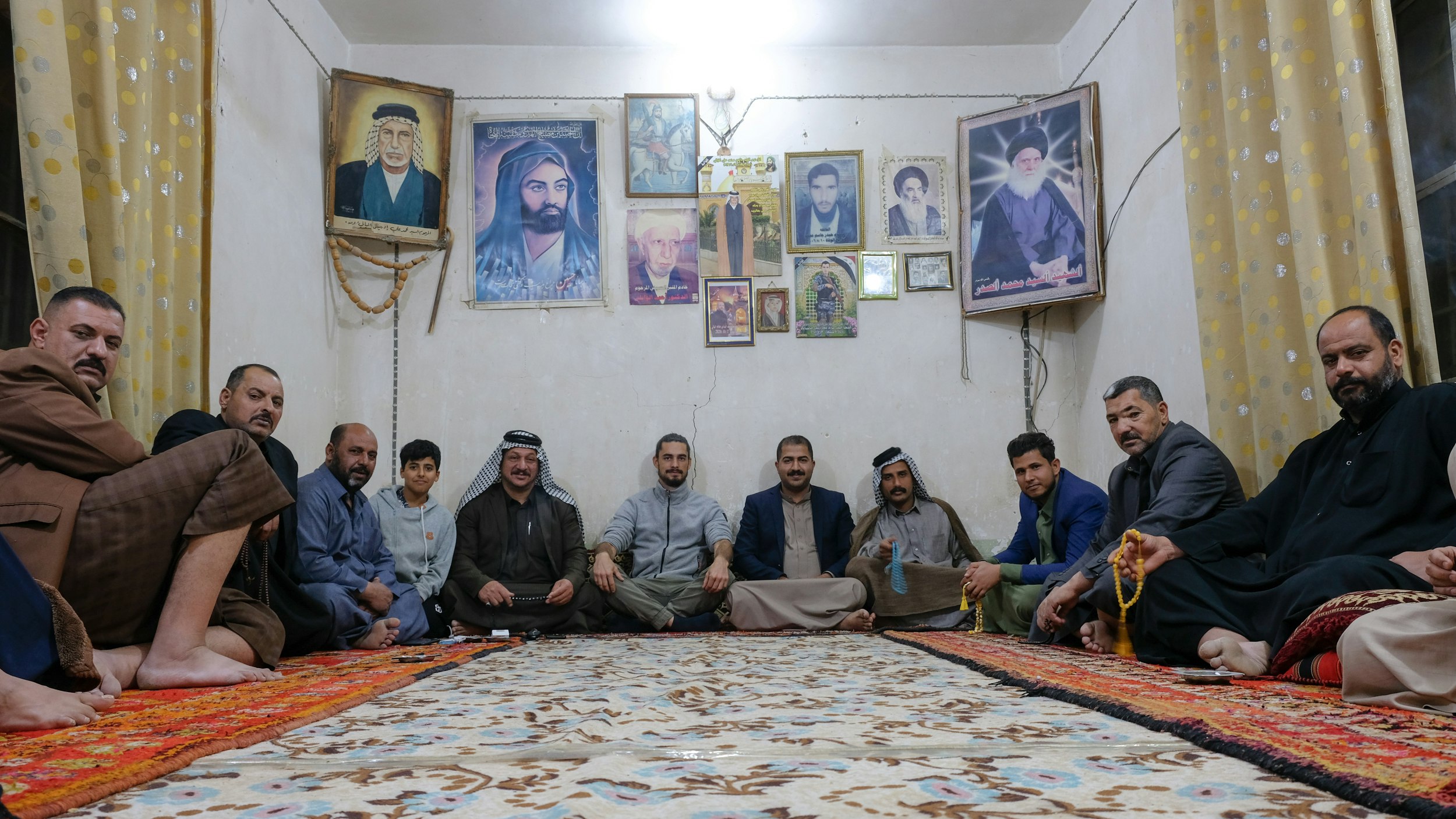 With locals from a village near Najaf