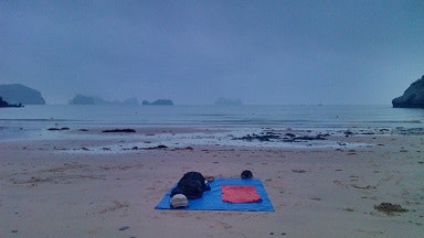Sleeping on the beach Cat Ba Vietnam Sleeping on the beach Cat Ba Vietnam