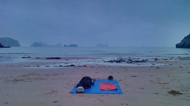 Sleeping on the beach Cat Ba Vietnam