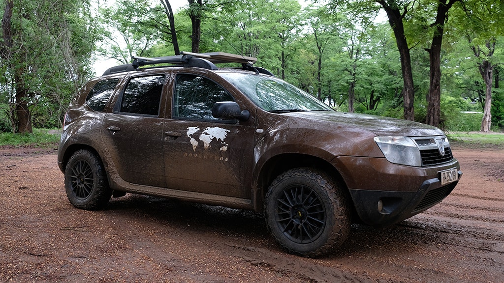 Dacia Duster Camper in Zambia after driving through mud