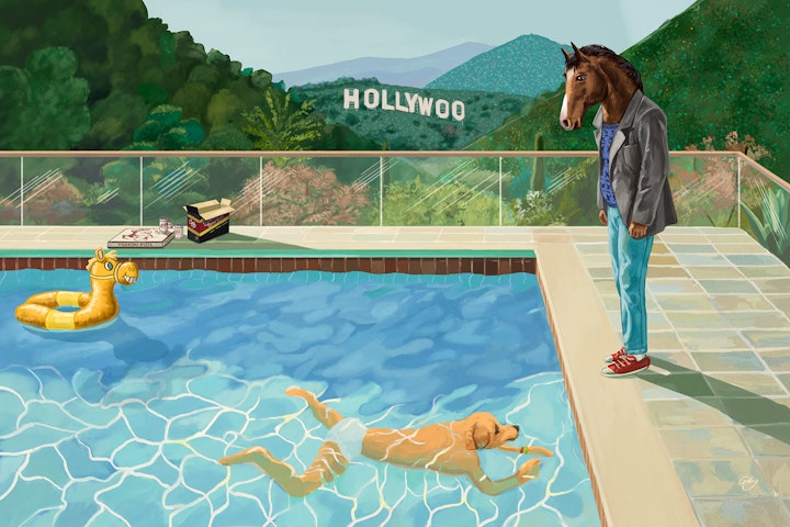 Pop Culture Homage/Parody - For an official Bojack Horseman/Netflix exhibition at Gallery1988 in LA, September 2017.
