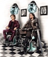 Editorial - Timothée Chalamet and Kit Harrington/Jon Snow at the barbers for GQ (via Central Illustration Agency). AD: Anna Gordon.