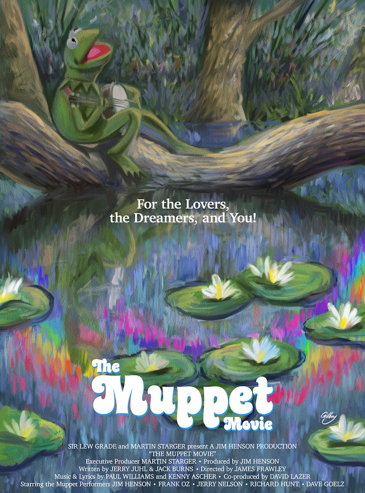 Pop Culture Homage/Parody - As if Monet painted the poster for The Muppet Movie, for the Film on Canvas art book. See more at filmoncanvas.com.