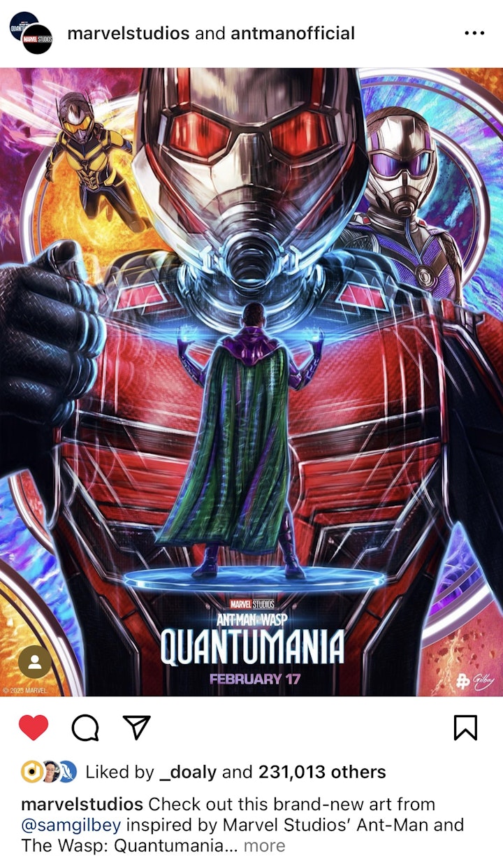 Social Media Marketing - Commissioned by Marvel Studios (via The Poster Posse) for the social media promotion of Ant-Man and the Wasp: Quantumania leading up to the theatrical release on social media.