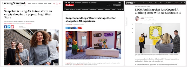 LEGO - AR Pop-up - PR articles