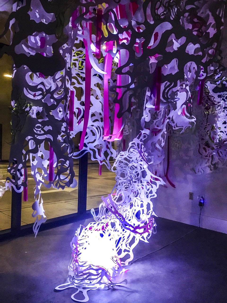 site specific - hand-cut paper, acrylic, translucent color film