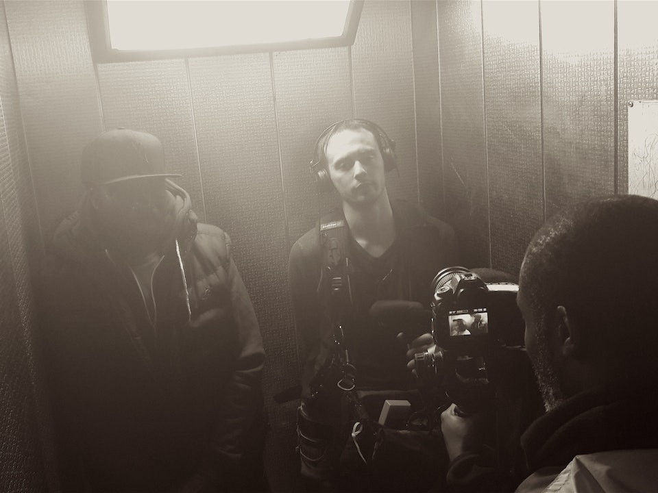 Production: The Light; Urban Chronicles, episode 1 - Day 3: an eerie scene, featuring Terence Anderson in the elevator, at the kennington location.