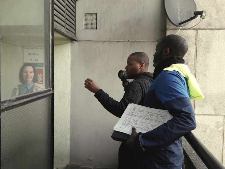 Production: The Light; Urban Chronicles, episode 1 - Day 2: Dp and Director work out the scene as Actress Lin Clifton locates the other lense..