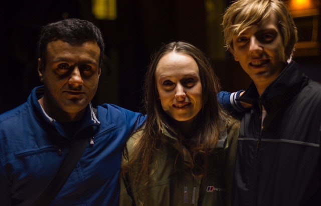 Shekhar Bassi with actors Scarlett Brookes and Joshua James on the set of NO LOVE LOST