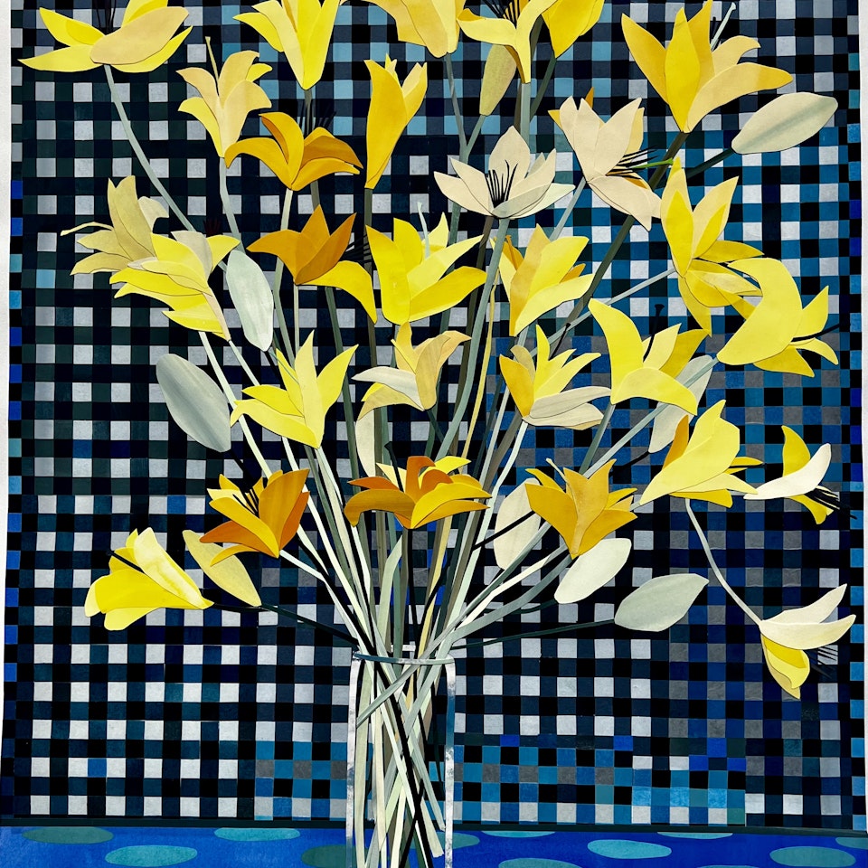 New Collage Work yellow lillies, 41x32 inches