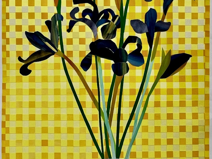 Iris, 40x23 inches, gouache-painted paper collage on gampi