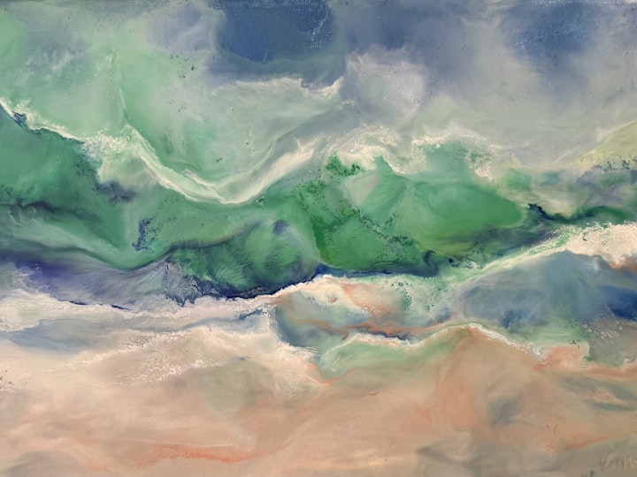 Sun Time, encaustic on canvas, 10x18 inches