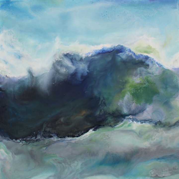Indomitable, Ruth Hamill, encaustic on canvas, 18x18 inches