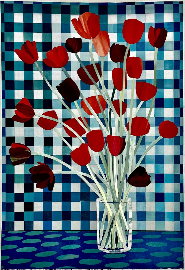 red tulips, 39x26 inches