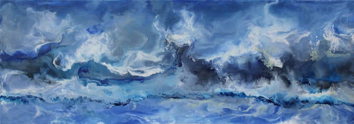 Fresh Air, Ruth Hamill, encaustic on canvas, 14x40 inches